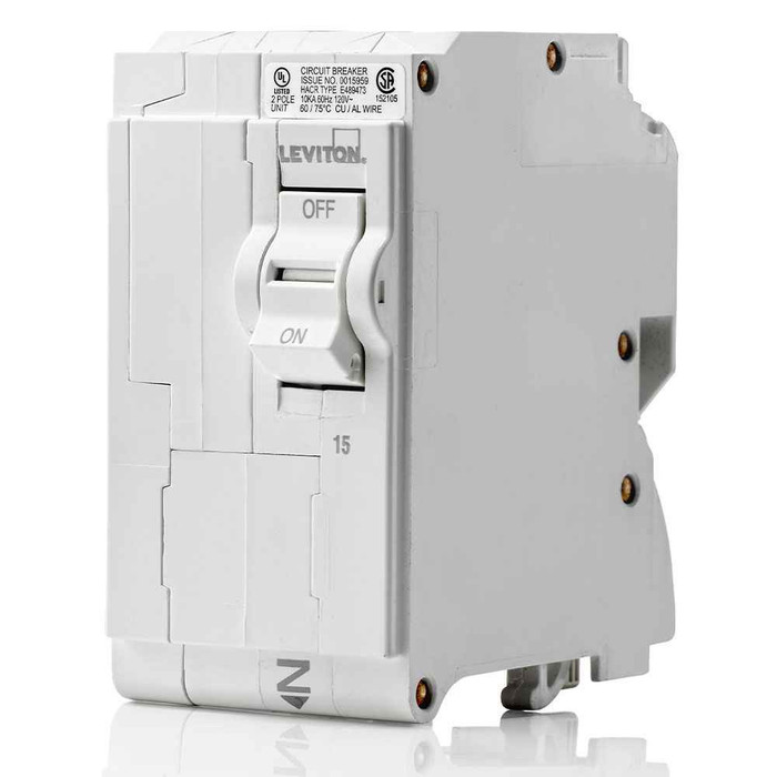 Leviton Standard 2-Pole Circuit Breaker, 15A 120/240V