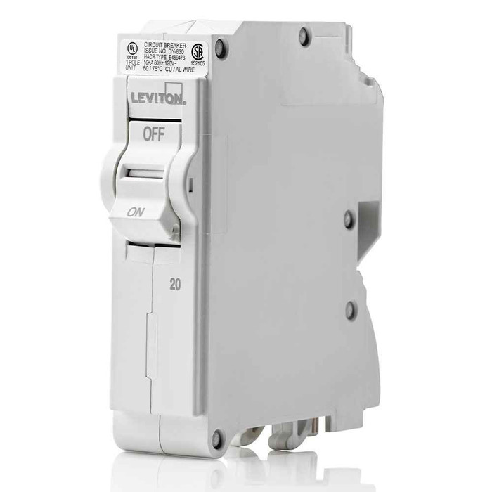 Leviton 1-Pole 20A Circuit Breaker, 120V, 10KA