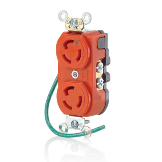 Leviton Industrial Grade Corrosion-Resistant Straight Blade Duplex Receptacle, 15A 125V NEMA L5-15R