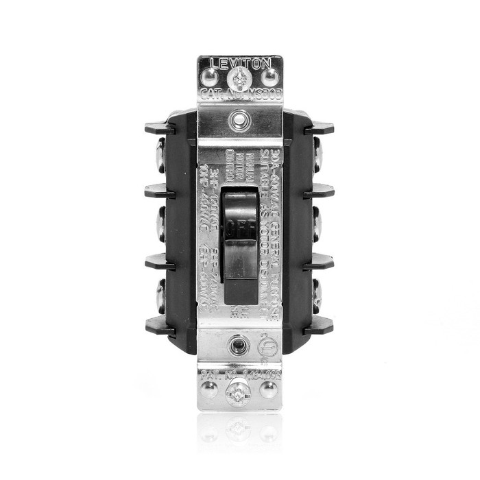 Leviton 3-Pole Industrial Grade Manual Motor Controller, 600V AC 30A