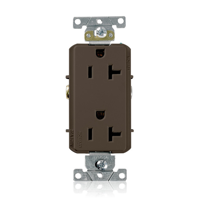 Leviton Heavy-Duty Narrow Body Duplex Receptacle, 20A 125V NEMA 5-20R