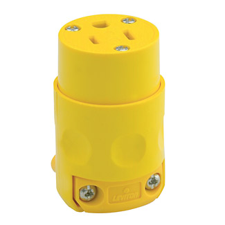 Leviton Straight Blade Connector, 3-Wire 2-Pole, 250V, Industrial Grade