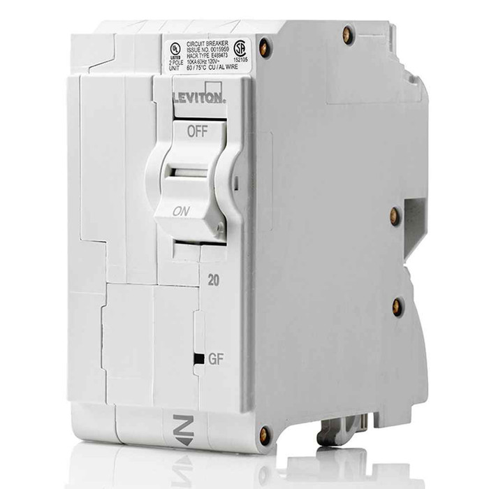 Leviton 362577 20A GFPE 2-Pole Branch Circuit Breaker, 120-240V AC