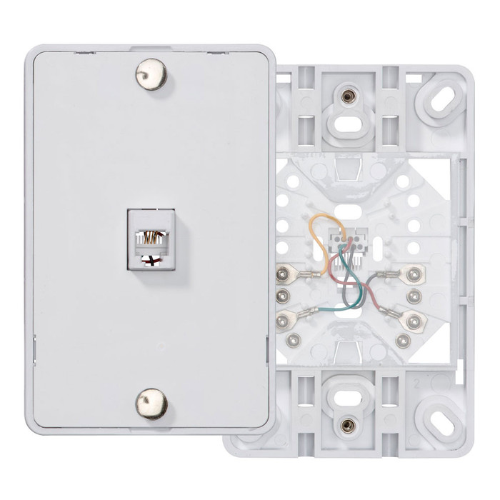 Leviton Decora Plastic 1-Port Telephone Wall Jack, White