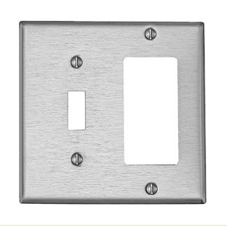 Leviton 2-Gang Combination Wallplate, Stainless Steel