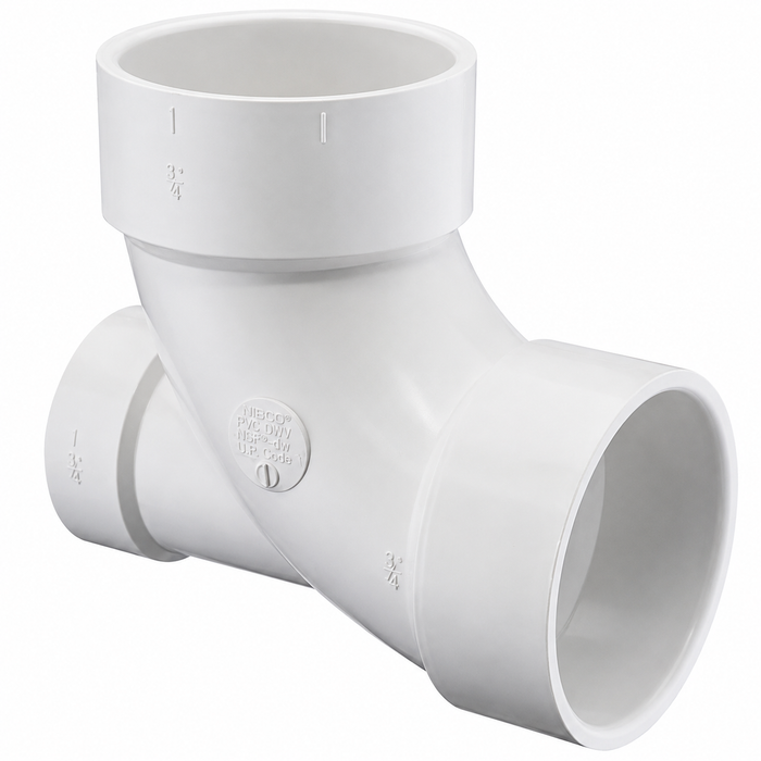 Spears PVC DWV 90° Low Heel Inlet Elbow, Hub x Hub x Hub