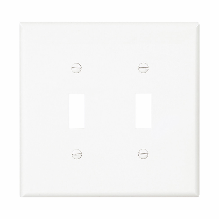 Eaton Two-Gang Toggle Wallplate, Polycarbonate, Mid-Size
