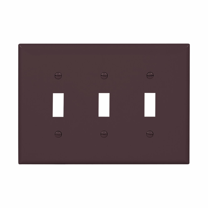 Eaton Toggle Cutout Wallplate, Three-Gang, Polycarbonate, Mid-Size