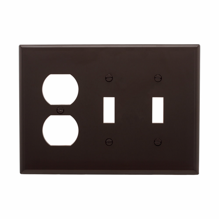 Eaton Three-Gang Toggle/Toggle/Duplex Receptacle Combination Wallplate, Polycarbonate