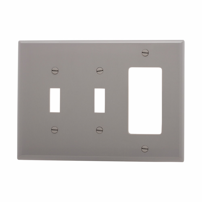 Eaton Three-Gang Combination Wallplate, Toggle/Toggle/Decorator, Polycarbonate
