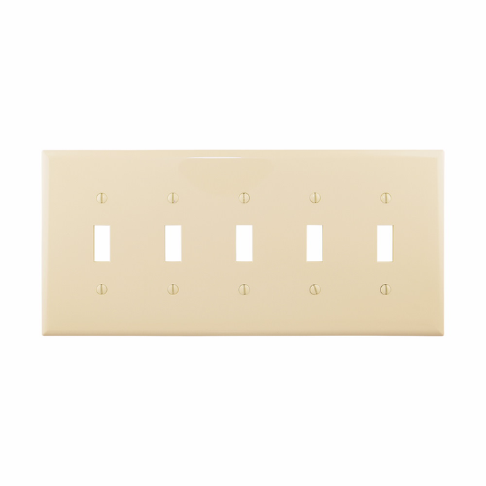 Eaton Five-Gang Toggle Wallplate, Polycarbonate, Mid-Size