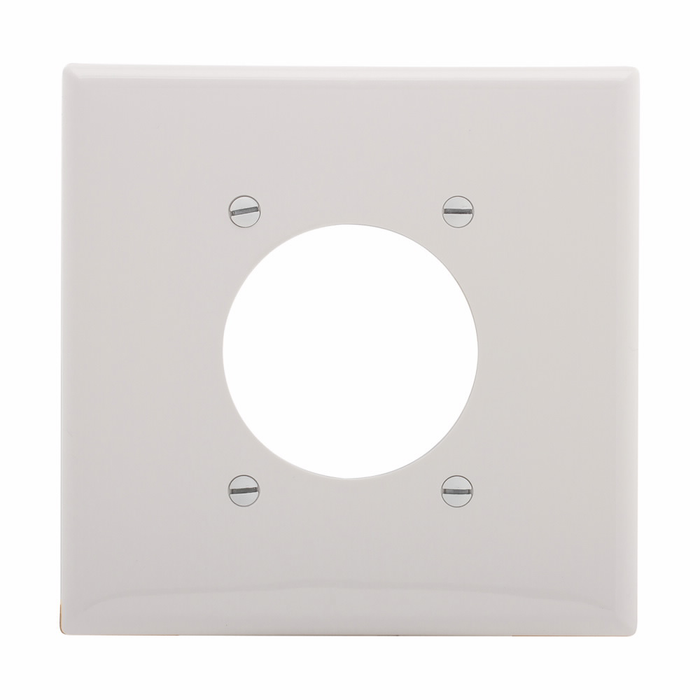 Eaton Locking Power Outlet Wallplate, Two-Gang Mid-Size, Polycarbonate, White