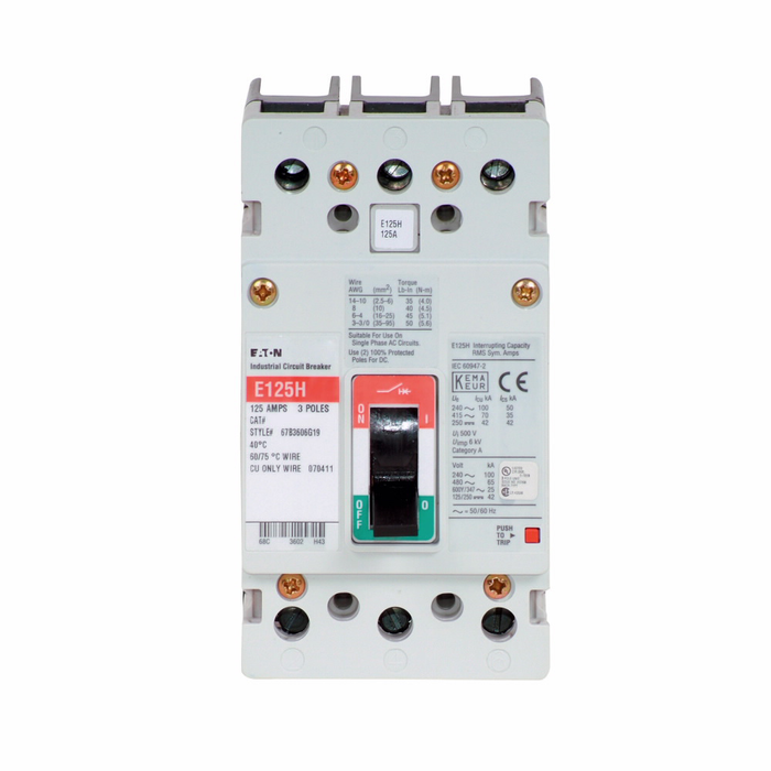 Eaton EG-Frame Molded Case Circuit Breaker, Series G, Three-Pole