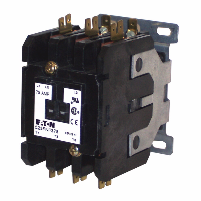 Eaton Definite Purpose Contactor, Two-Pole, Quick-Connect, Open Type with Metal Mounting Plate