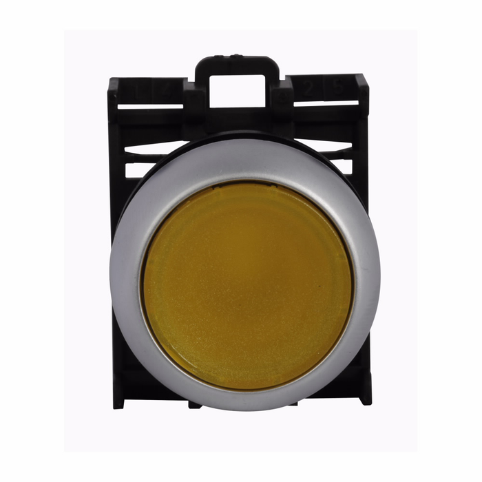 Eaton M22 Modular Illuminated Pushbutton, Momentary, Silver Bezel