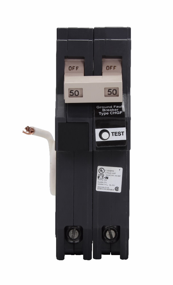 Eaton CH Series Class A GFCI Circuit Breaker with Pigtail (5mA Personnel Protection)