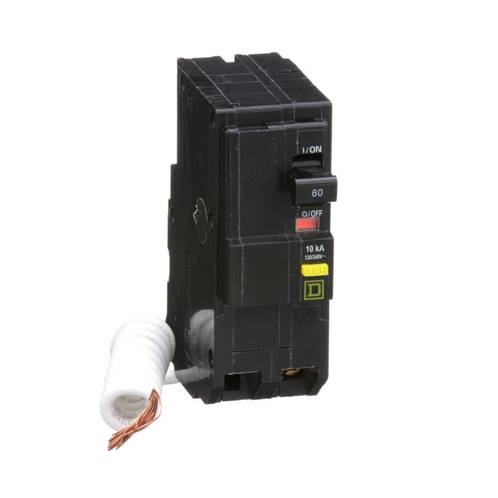 Square D QO 2-Pole Plug-In Ground Fault Circuit Breaker, 120/240VAC 10kA