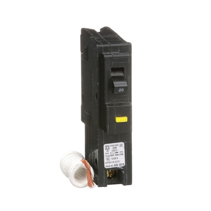 Square D Homeline GFCI Miniature Circuit Breaker, Class A Ground Fault Protection