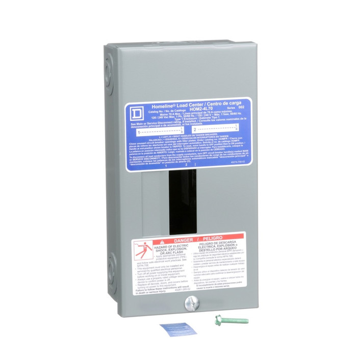 Square D HOM-S Homeline Load Center, 6-Space/12-Circuit, Fixed Main Lugs