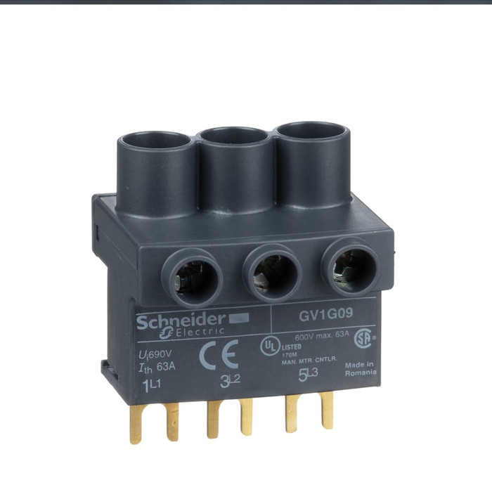 Square D TeSys GV2 Top Feed Terminal Block, 3P, 63A/690V for TeSys D and TeSys U