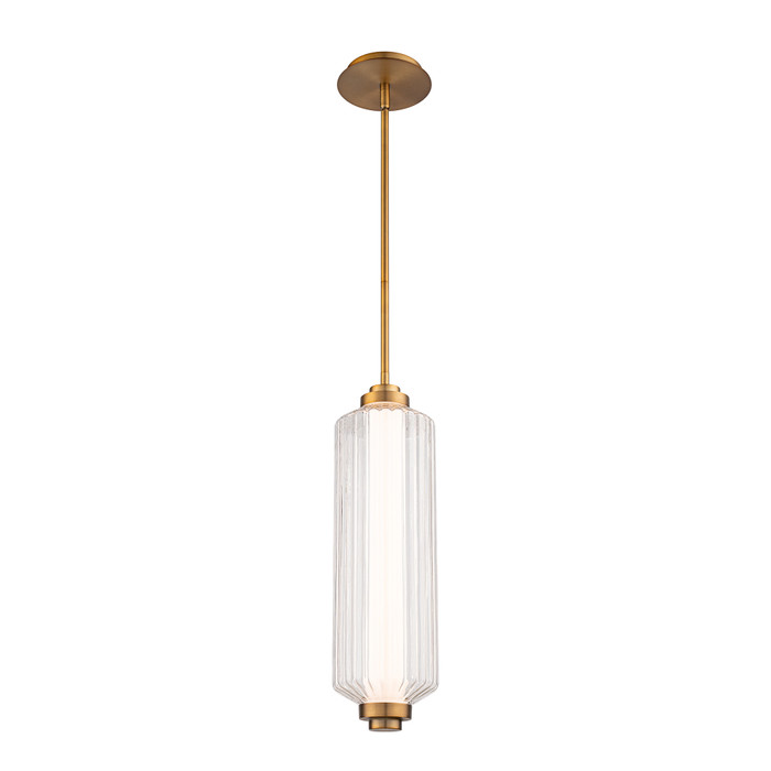 WAC Lighting AB Portos 4-CCT LED Mini-Pendant, Aluminum and Ribbed Glass