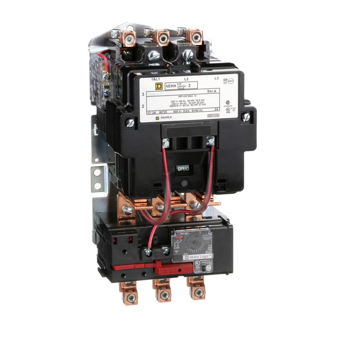 Square D Type S NEMA Size 3 Non-Reversing Motor Starter, Open Type, 3-Pole