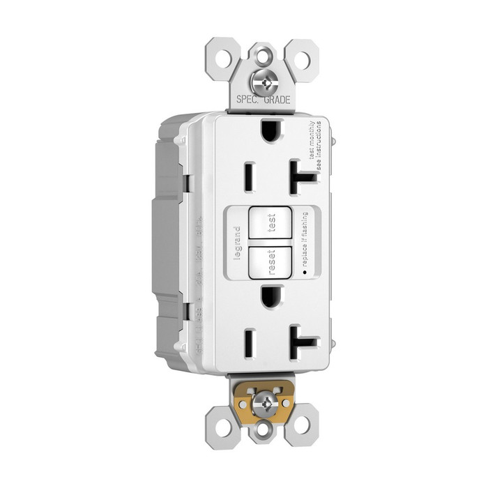 Pass & Seymour PT2097 PlugTail Specification Grade 20A Duplex Self-Test GFCI Receptacle