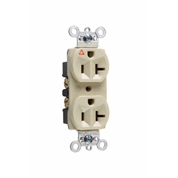 Pass & Seymour Heavy-Duty Spec-Grade Isolated Ground Duplex Receptacle, 20A 125V, Back and Side Wire