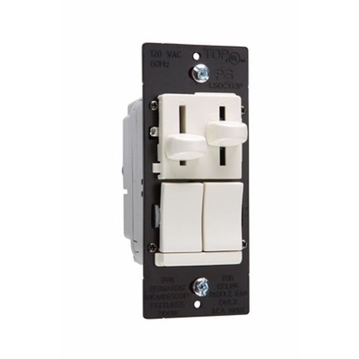 Pass & Seymour LS Series Dual Fan Speed Control/Dimmer, Light Almond