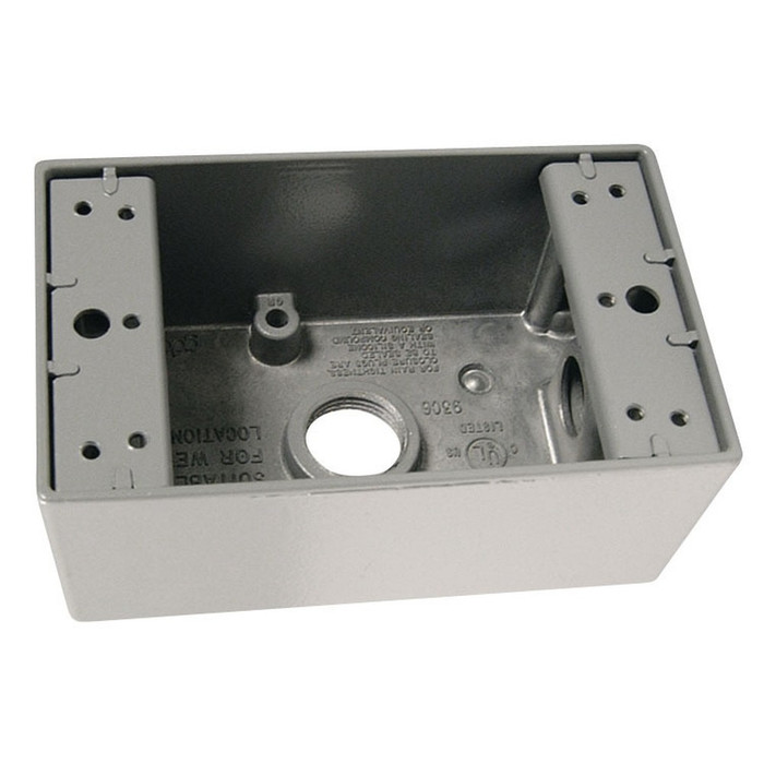 Pass & Seymour WPB23 1-Gang 3-Hole Weatherproof Box, Die-Cast Aluminum