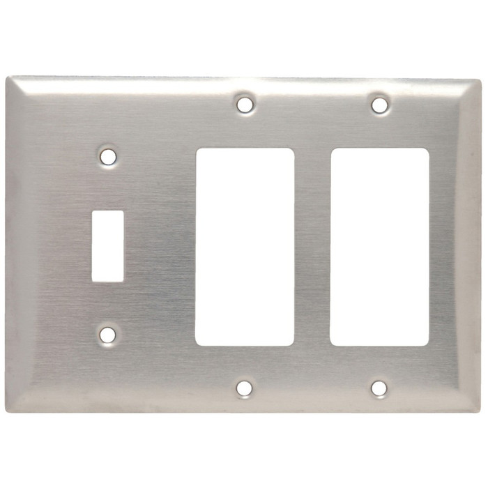 Pass & Seymour Combination Toggle/Decorator 3-Gang Stainless Steel Wallplate