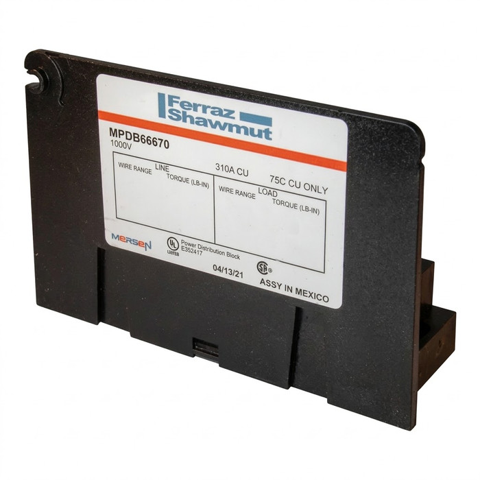 Mersen Open-Style Power Distribution Block, UL 1953 1000V Tin-Plated Copper