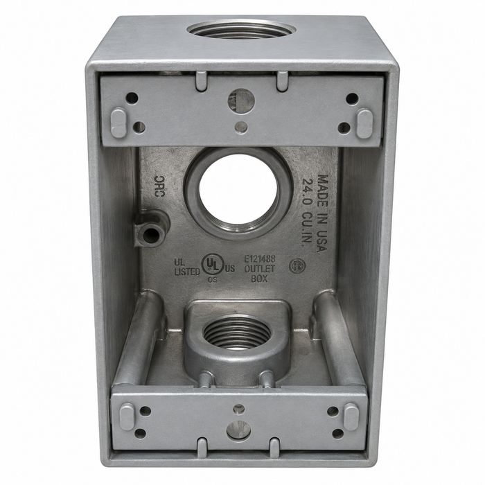Mulberry 30589 1-Gang Weatherproof Outlet Box, Die Cast Aluminum, 2.750-Inch x 4.50