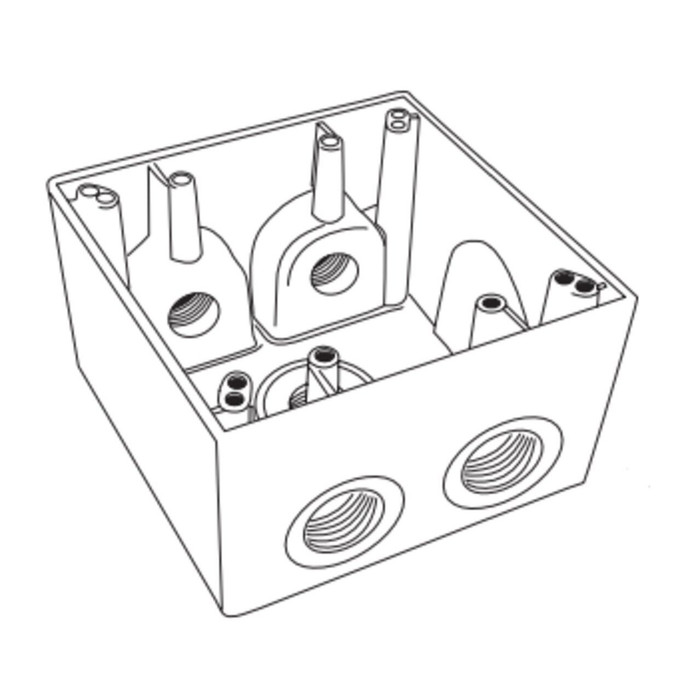 Mulberry 30595 2-Gang Weatherproof Outlet Box, Powder-Coated Die Cast Aluminum