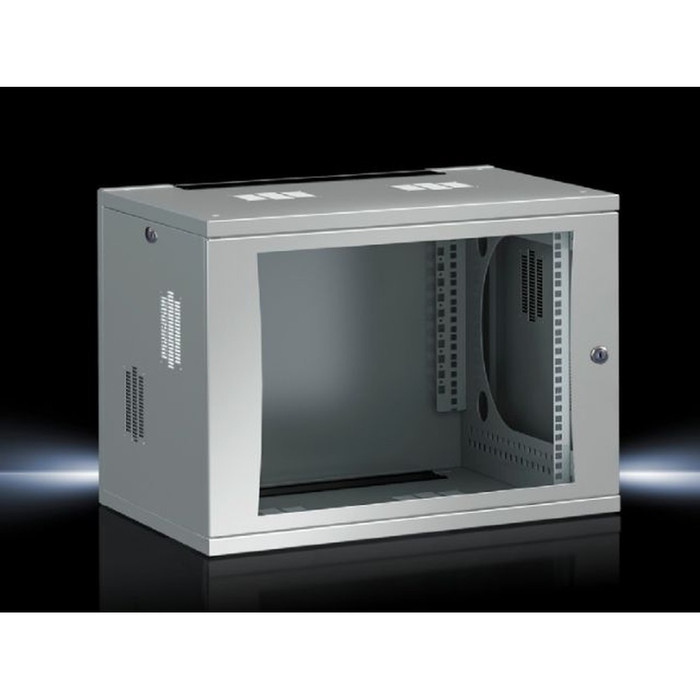 Rittal 7507110 FlatBox 19" 9U Wall-Mount Enclosure, Carbon Steel