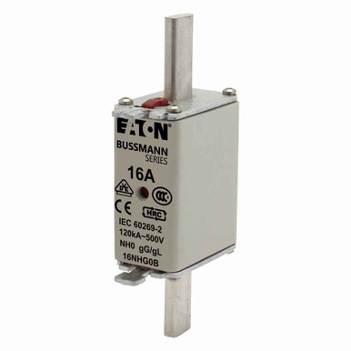 Bussmann 16NHG0B Eaton series low voltage NH Fuse, 500V, 16A, 120 kAIC, Combination fuse status indicator, fuse, Class C gL/gG