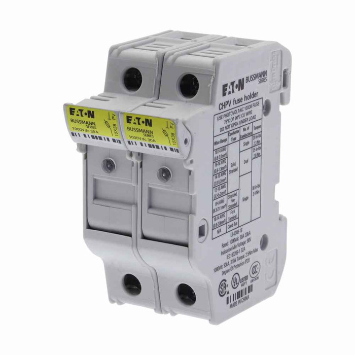 Bussmann CHPV2 Series Photovoltaic Fuse Block, Modular Two-Pole, 1000 Vdc