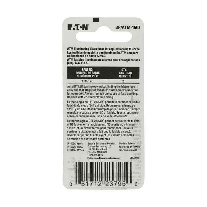 Bussmann BPATM Fast-Acting Automotive Blade Fuse, 32V