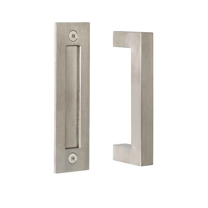 Sure-Loc Stainless Steel Square Barn Door Handle with Flush Handle, 8"