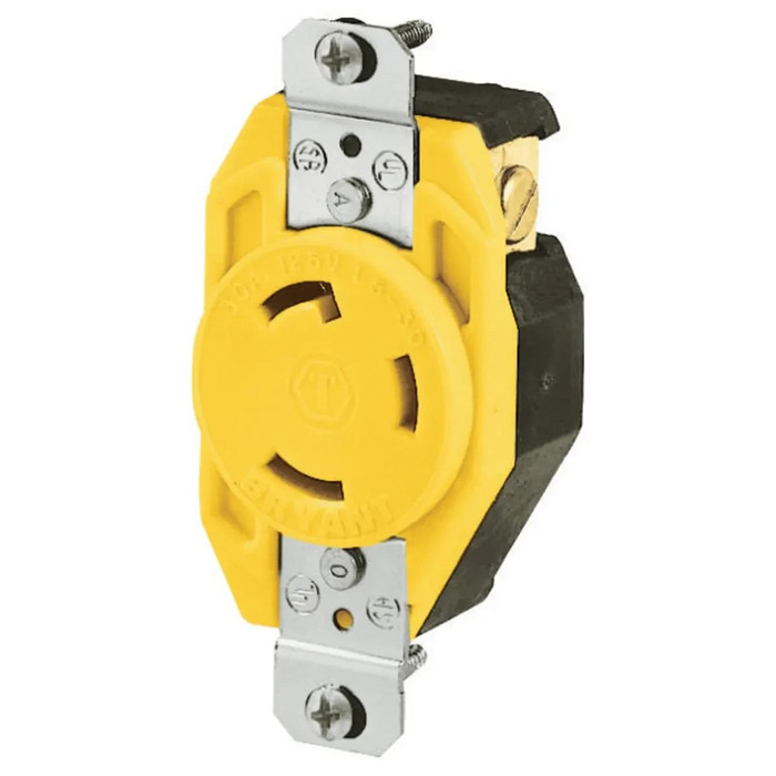 Bryant 70530FRCR Flush-Mount Locking Receptacle, NEMA L5-30R, Non-Metallic