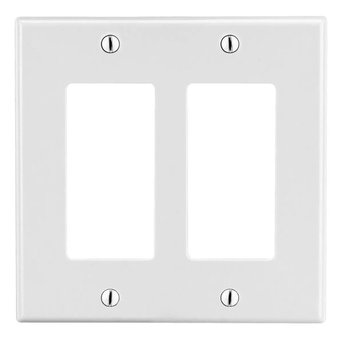 Bryant HUBP262W 2-Gang Wallplate with Two Rectangular Openings, White