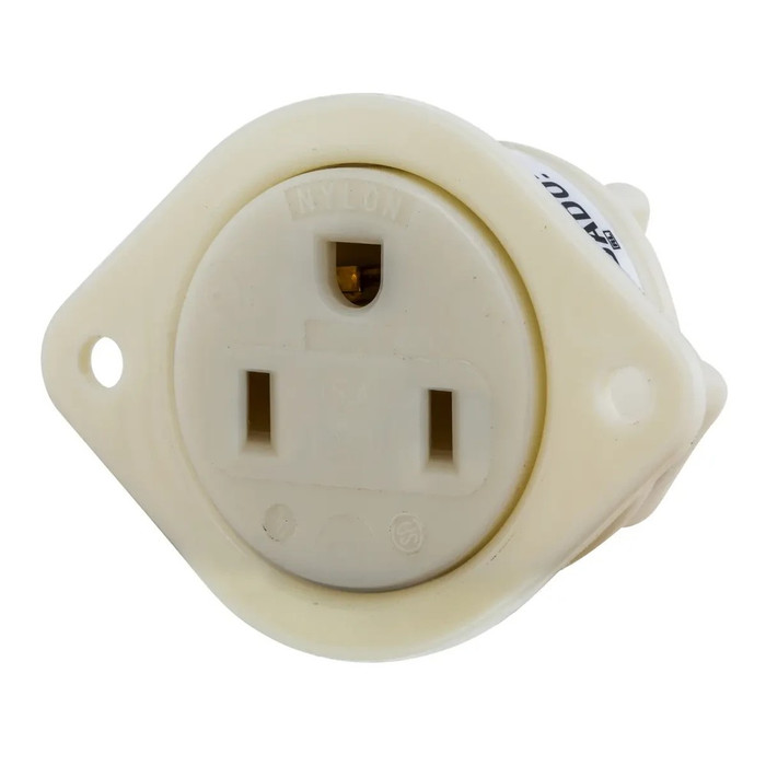 Bryant 5279-3 Straight Blade Flanged Outlet, Panel-Mount Power Inlet