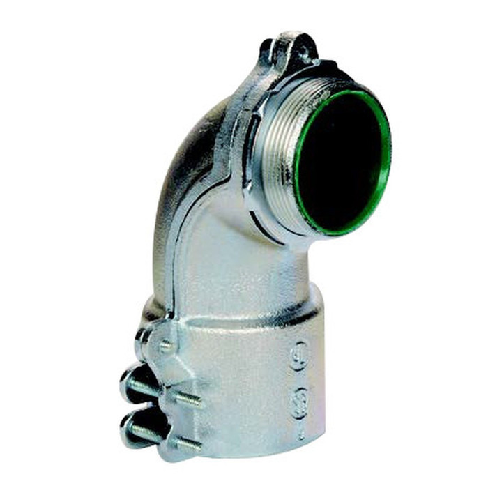 SEPCO C66T 3-Inch Zinc-Plated Malleable Iron Insulated-Throat 90-Degree Squeeze Cable Connector