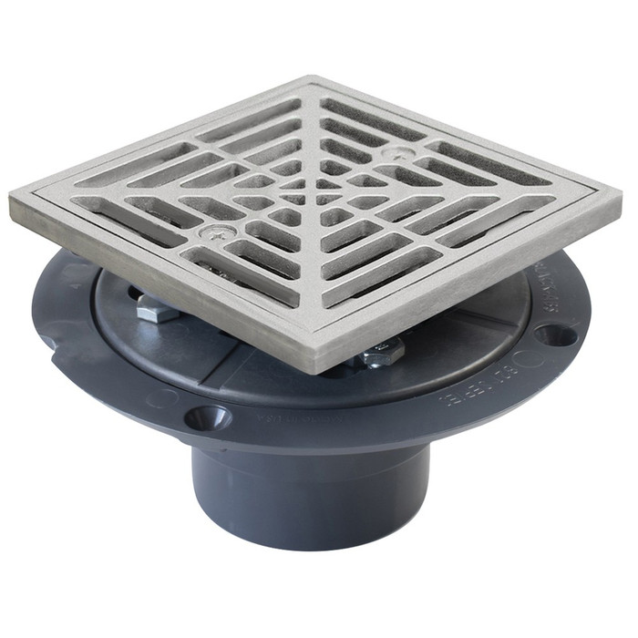 Sioux Chief 821-200PSQ PVC Shower Pan Drain with Square Stainless Steel Strainer