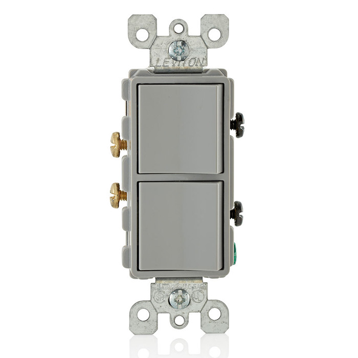 Leviton 5634-GY Commercial Grade Decora Combination Switch, 120/277V 15A