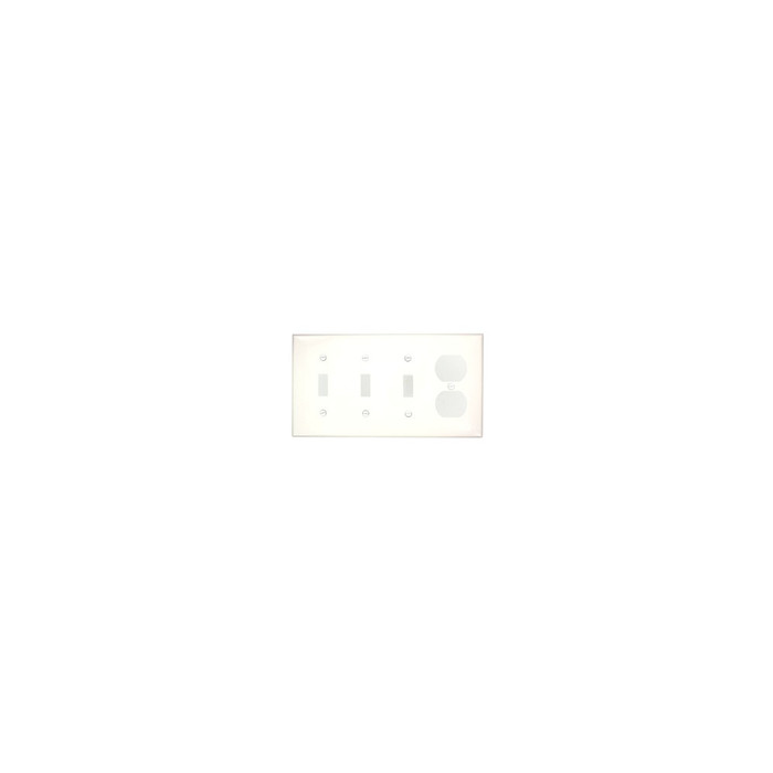 Leviton 80743-W Thermoplastic Nylon 4-Gang Combination Wallplate, 3-Toggle + 1-Duplex, White