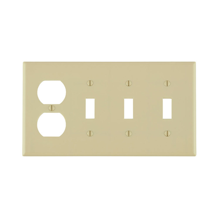Leviton P38-I 4-Gang Ivory 3-Switch 1-Duplex Combination Wallplate