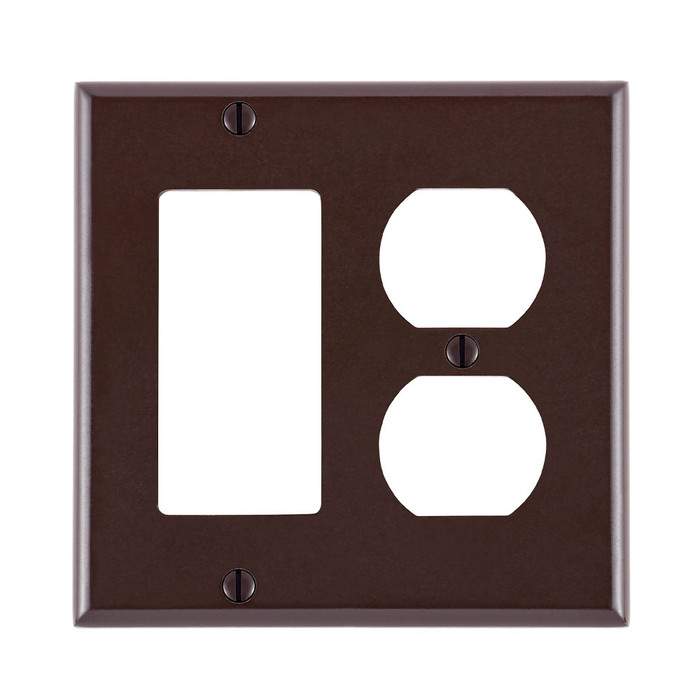 Leviton 80455 2-Gang Brown Combination Wallplate, Pack of 100