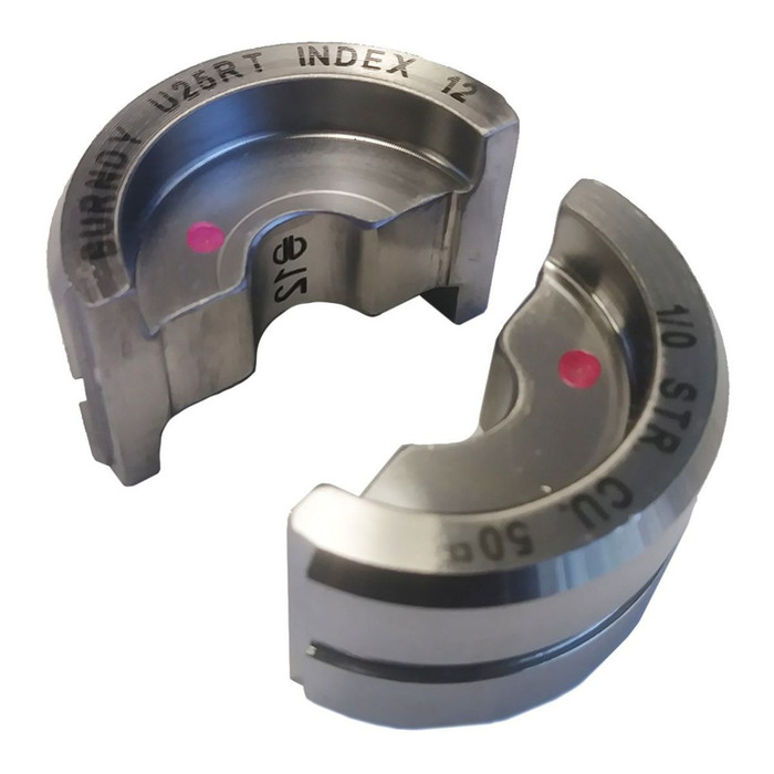 Burndy U25RT Circular Butting Twin U Die, Stainless Steel, 1/0 Str CU, Pink