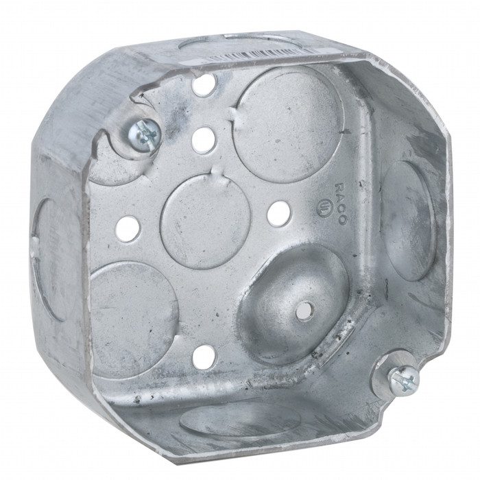 RACO 126 4 in. Octagon Box, Drawn Steel, Raised Ground